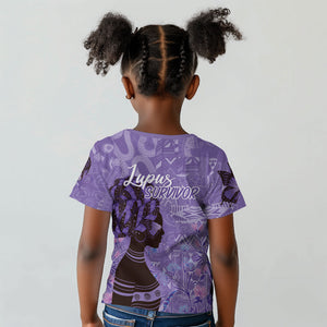 Lupus Awareness Afro Girl - Proud Survivor Kid T shirt Ankara Pattern