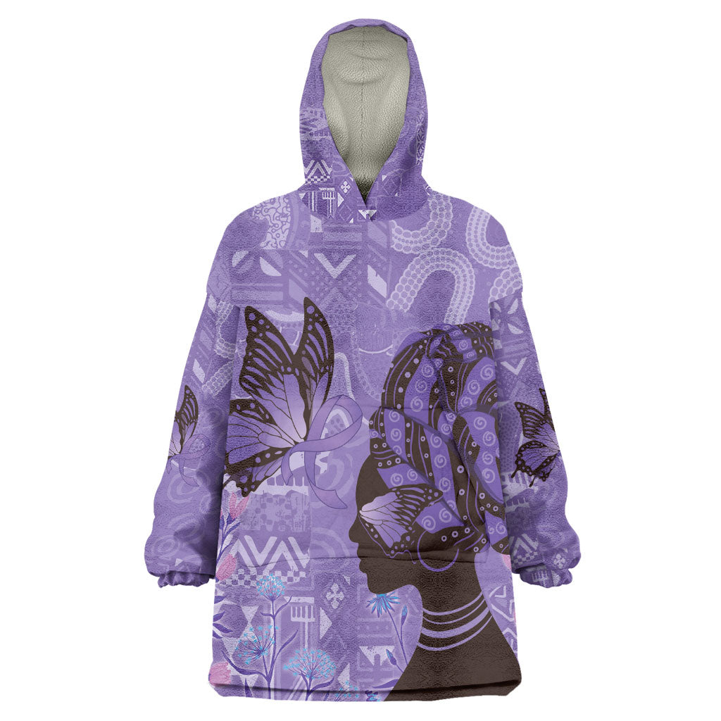 Lupus Awareness Afro Girl - Proud Survivor Kid Wearable Blanket Hoodie Ankara Pattern