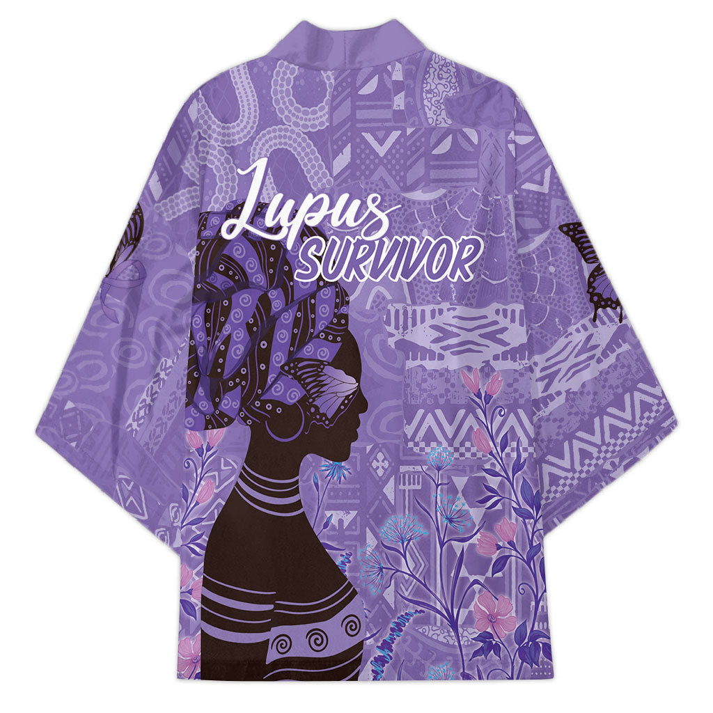 Lupus Awareness Afro Girl - Proud Survivor Kimono Ankara Pattern
