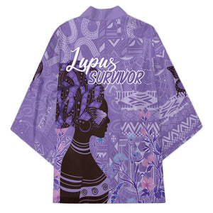 Lupus Awareness Afro Girl - Proud Survivor Kimono Ankara Pattern