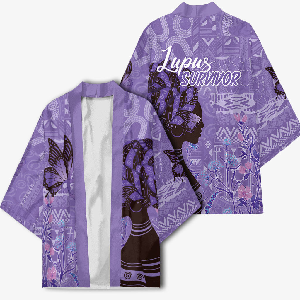 Lupus Awareness Afro Girl - Proud Survivor Kimono Ankara Pattern