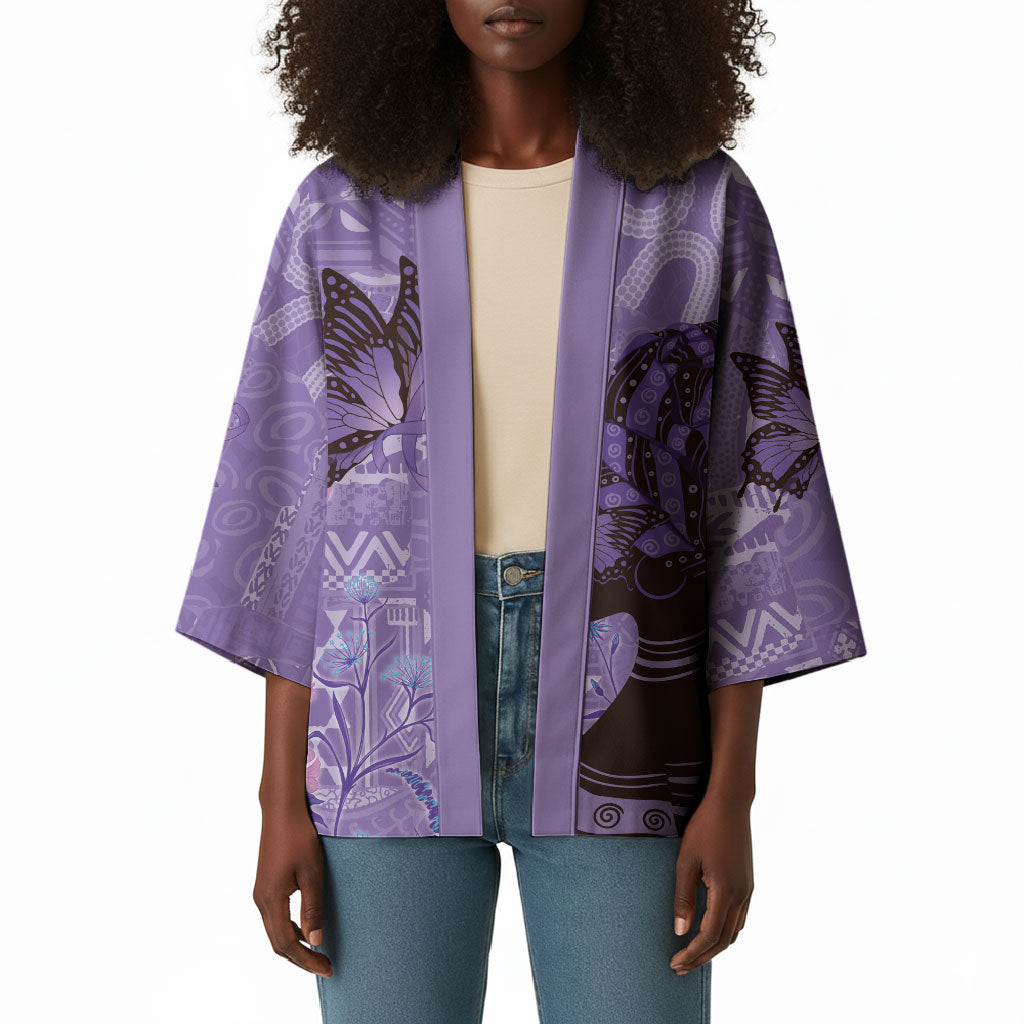 Lupus Awareness Afro Girl - Proud Survivor Kimono Ankara Pattern