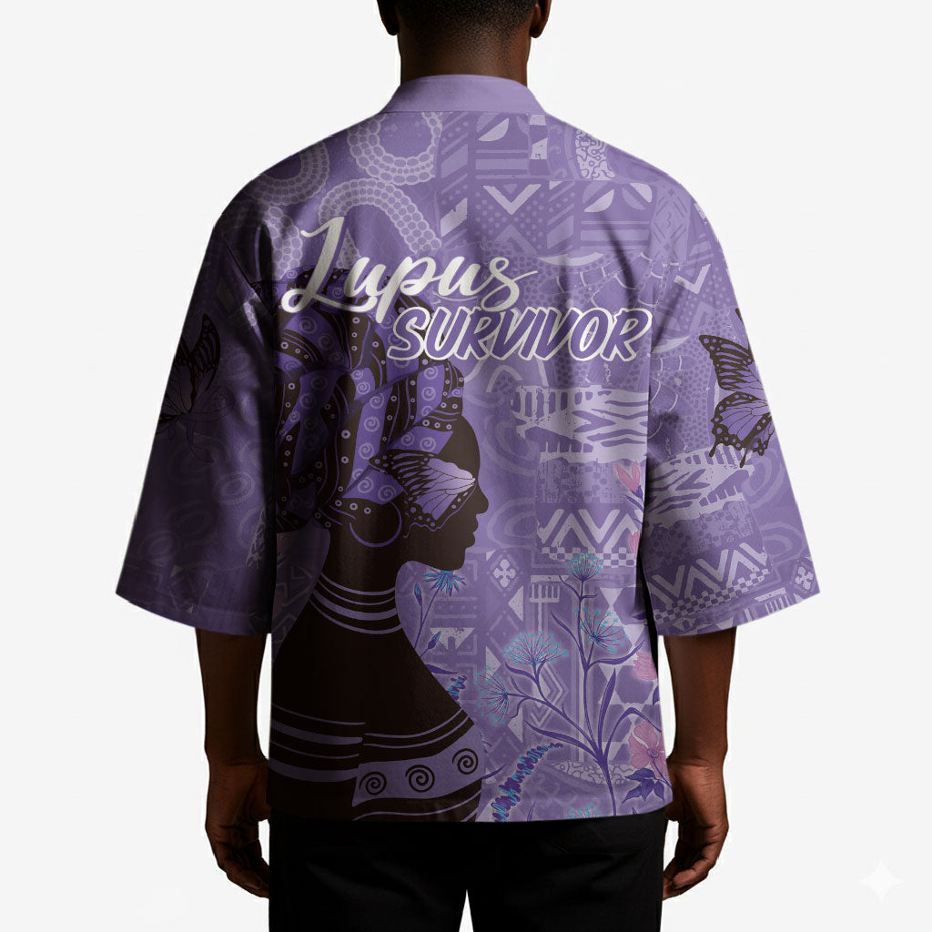 Lupus Awareness Afro Girl - Proud Survivor Kimono Ankara Pattern