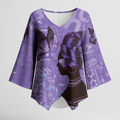 Lupus Awareness Afro Girl - Proud Survivor Kimono Sleeve Blouse Ankara Pattern
