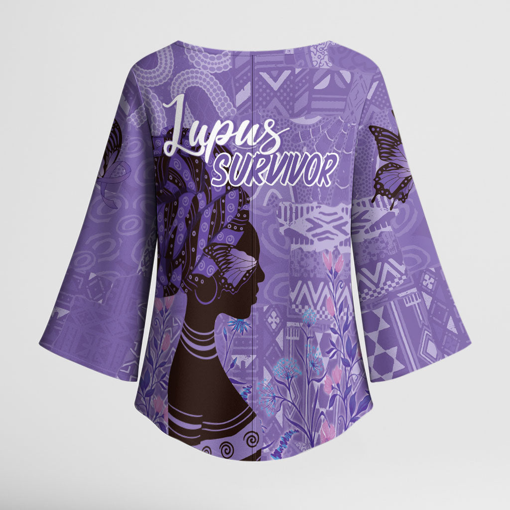 Lupus Awareness Afro Girl - Proud Survivor Kimono Sleeve Blouse Ankara Pattern