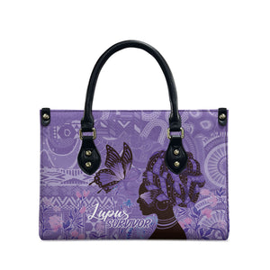 Lupus Awareness Afro Girl - Proud Survivor Leather Bag Ankara Pattern