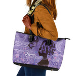 Lupus Awareness Afro Girl - Proud Survivor Leather Tote Bag Ankara Pattern