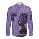 Lupus Awareness Afro Girl - Proud Survivor Long Sleeve Button Shirt Ankara Pattern