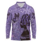 Lupus Awareness Afro Girl - Proud Survivor Long Sleeve Polo Shirt Ankara Pattern
