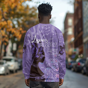 Lupus Awareness Afro Girl - Proud Survivor Long Sleeve Shirt Ankara Pattern