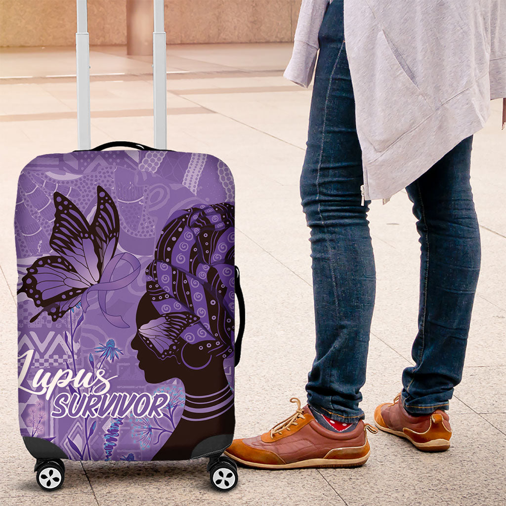 Lupus Awareness Afro Girl - Proud Survivor Luggage Cover Ankara Pattern