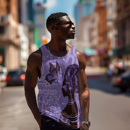 Lupus Awareness Afro Girl - Proud Survivor Men Tank Top Ankara Pattern