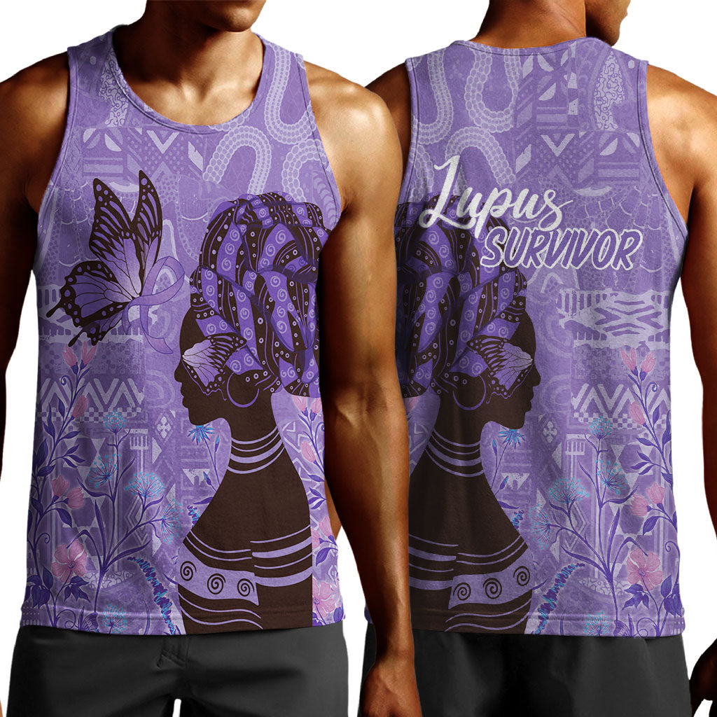 Lupus Awareness Afro Girl - Proud Survivor Men Tank Top Ankara Pattern