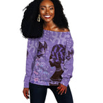 Lupus Awareness Afro Girl - Proud Survivor Off Shoulder Sweater Ankara Pattern