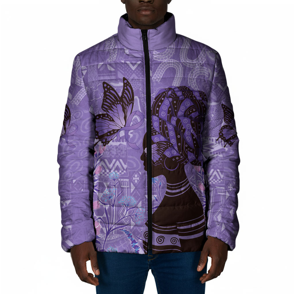 Lupus Awareness Afro Girl - Proud Survivor Padded Jacket Ankara Pattern