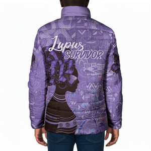 Lupus Awareness Afro Girl - Proud Survivor Padded Jacket Ankara Pattern
