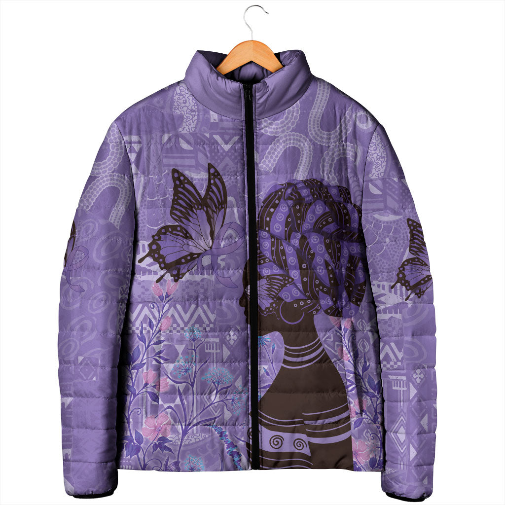 Lupus Awareness Afro Girl - Proud Survivor Padded Jacket Ankara Pattern
