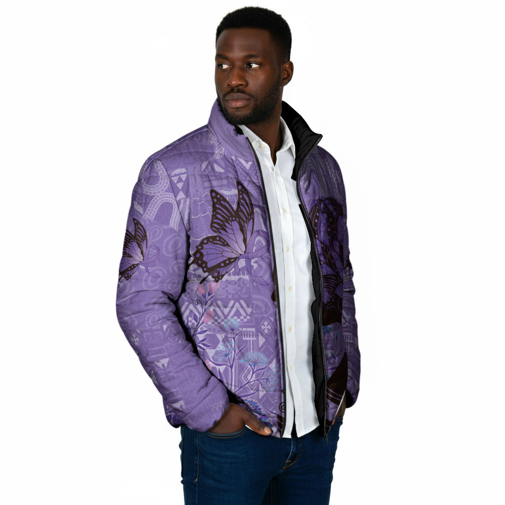 Lupus Awareness Afro Girl - Proud Survivor Padded Jacket Ankara Pattern