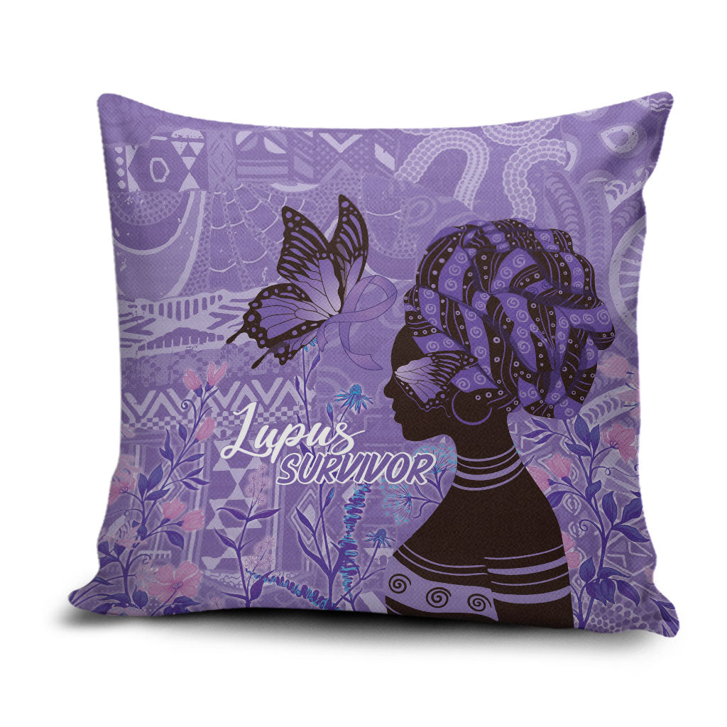 Lupus Awareness Afro Girl - Proud Survivor Pillow Cover Ankara Pattern