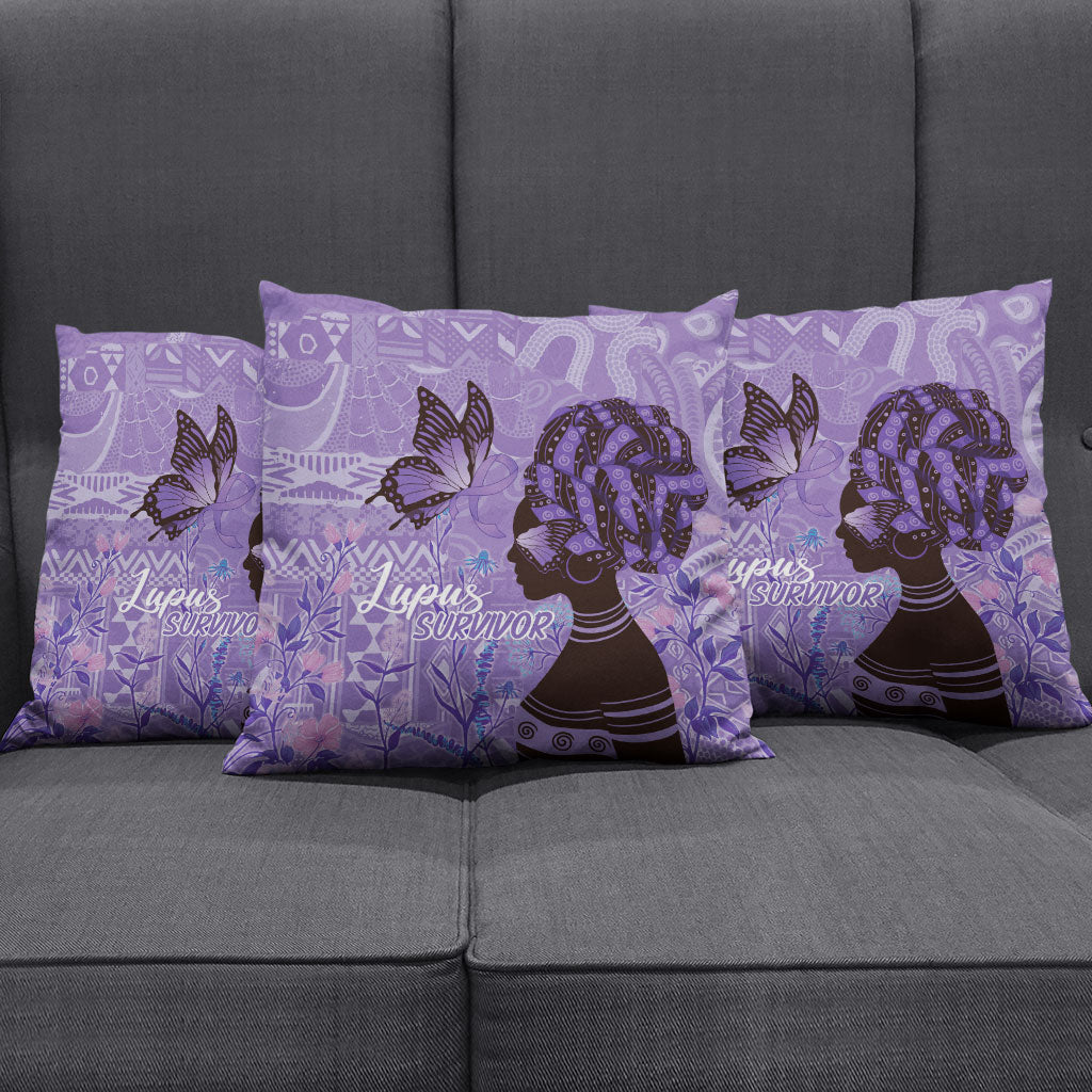 Lupus Awareness Afro Girl - Proud Survivor Pillow Cover Ankara Pattern