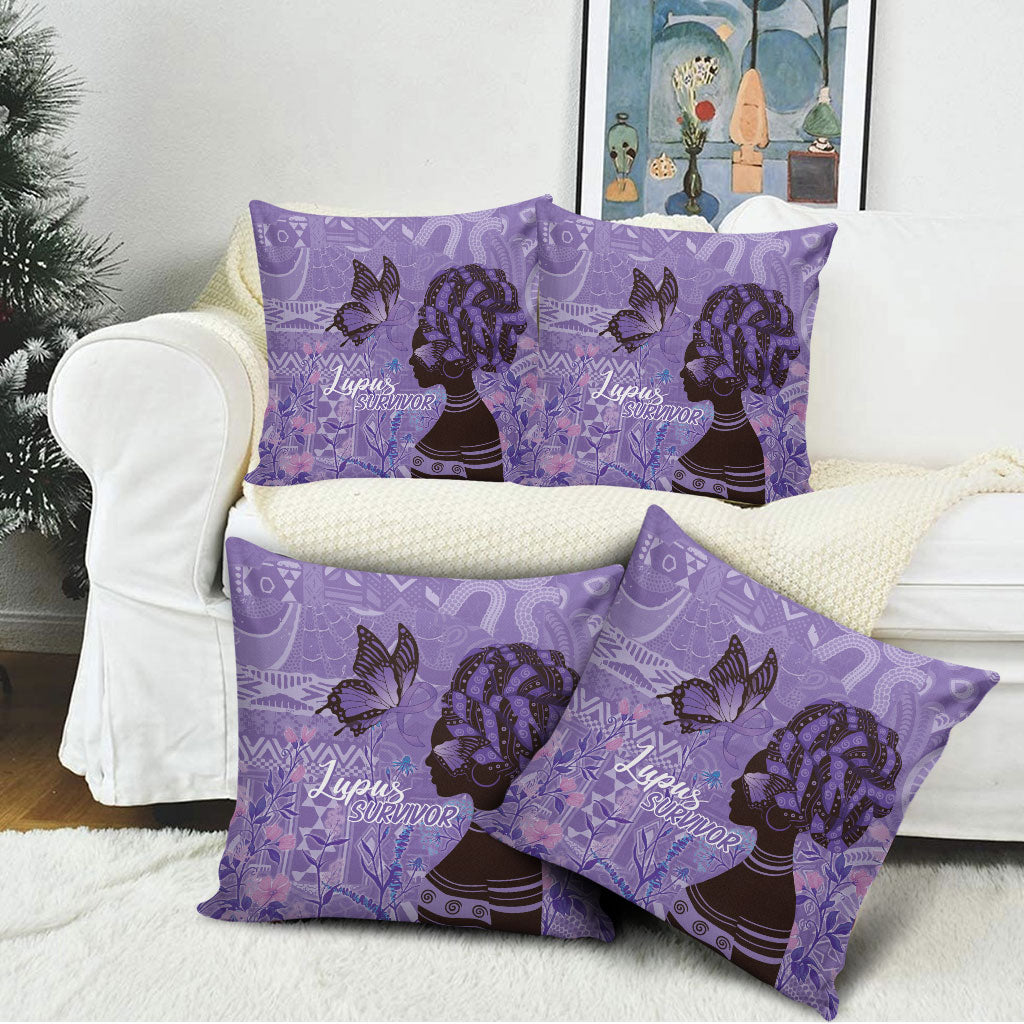 Lupus Awareness Afro Girl - Proud Survivor Pillow Cover Ankara Pattern
