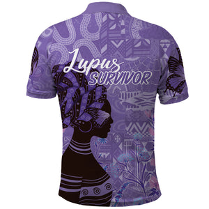 Lupus Awareness Afro Girl - Proud Survivor Polo Shirt Ankara Pattern