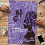 Lupus Awareness Afro Girl - Proud Survivor Puzzle Ankara Pattern