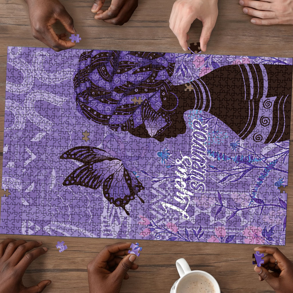 Lupus Awareness Afro Girl - Proud Survivor Puzzle Ankara Pattern