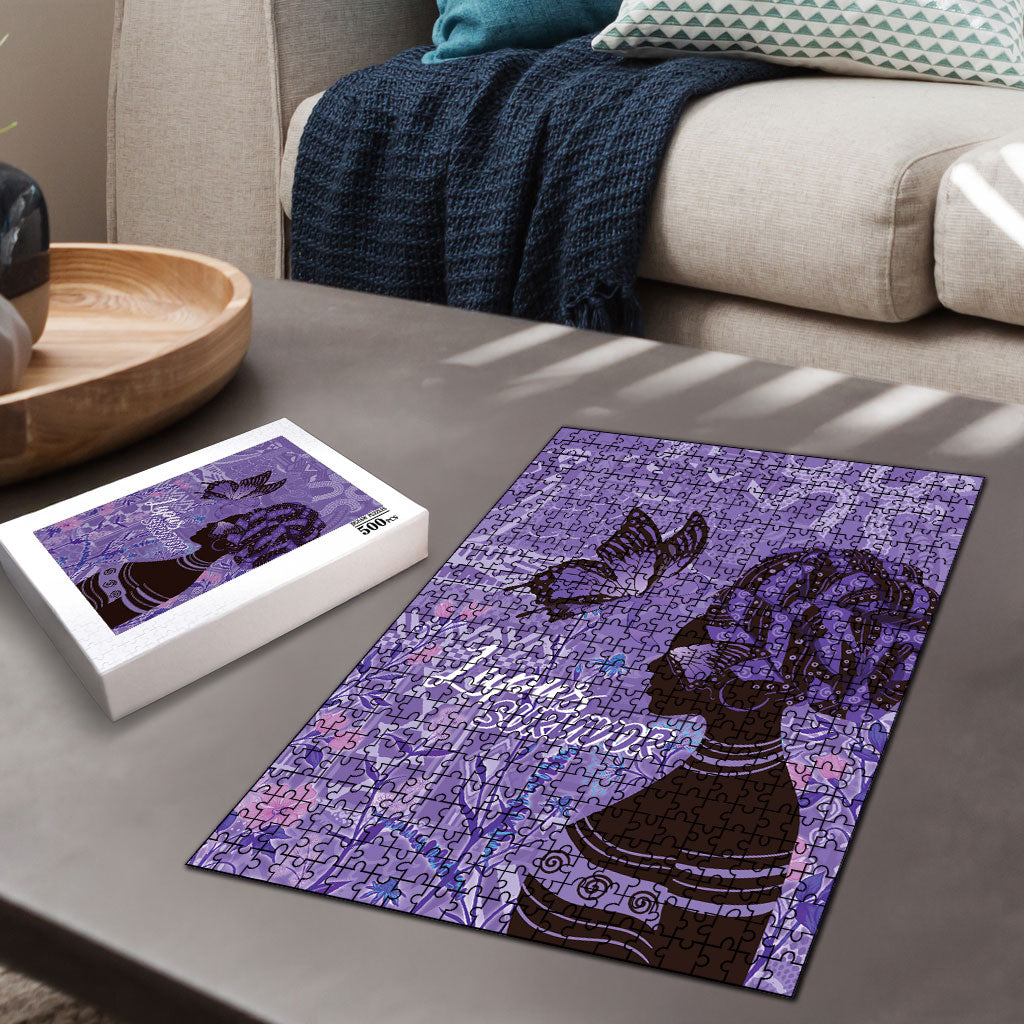 Lupus Awareness Afro Girl - Proud Survivor Puzzle Ankara Pattern