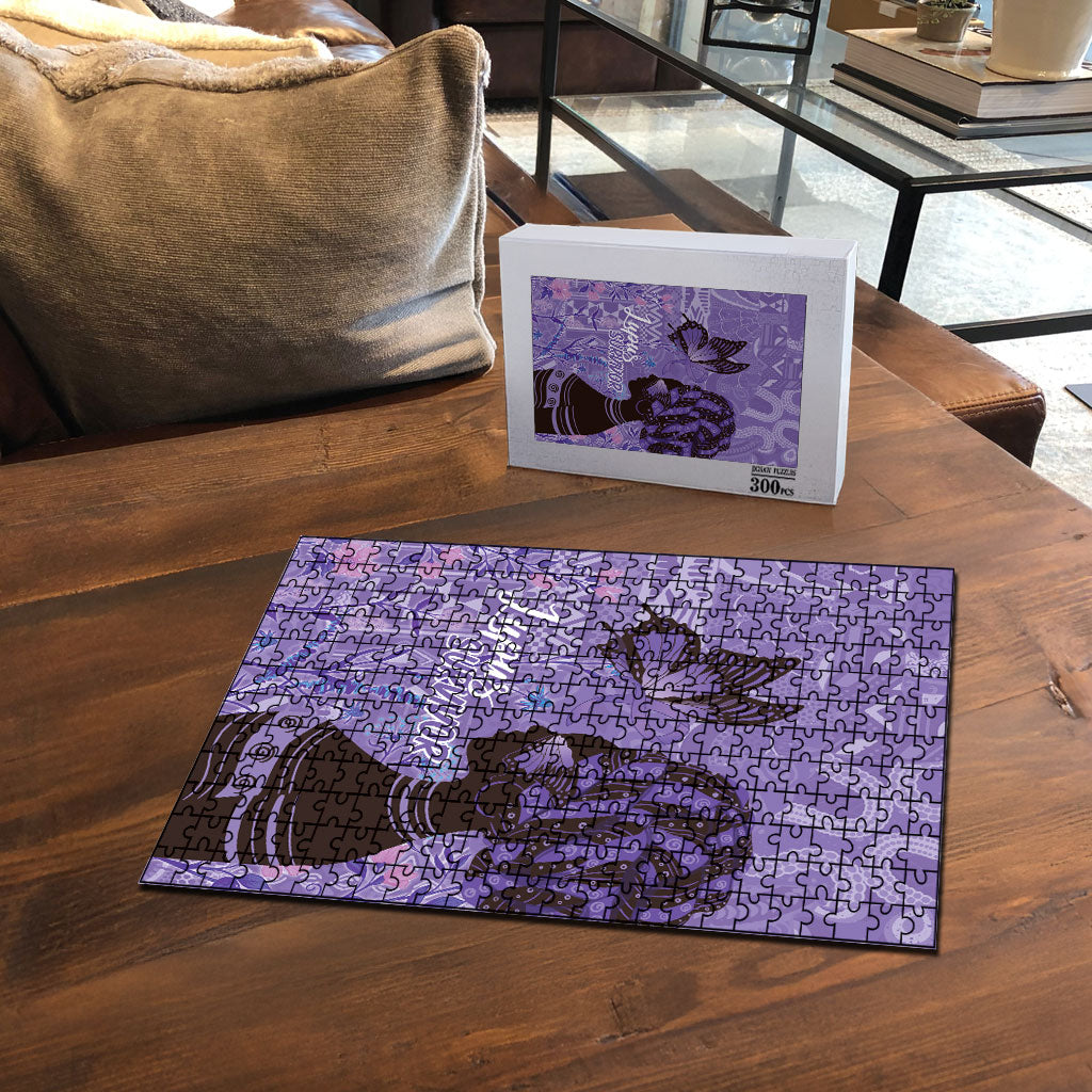 Lupus Awareness Afro Girl - Proud Survivor Puzzle Ankara Pattern