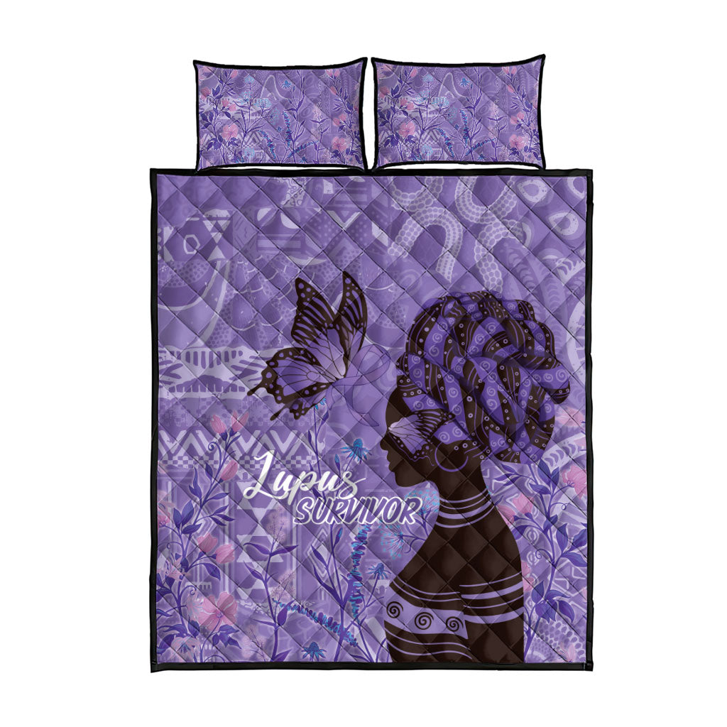 Lupus Awareness Afro Girl - Proud Survivor Quilt Bed Set Ankara Pattern