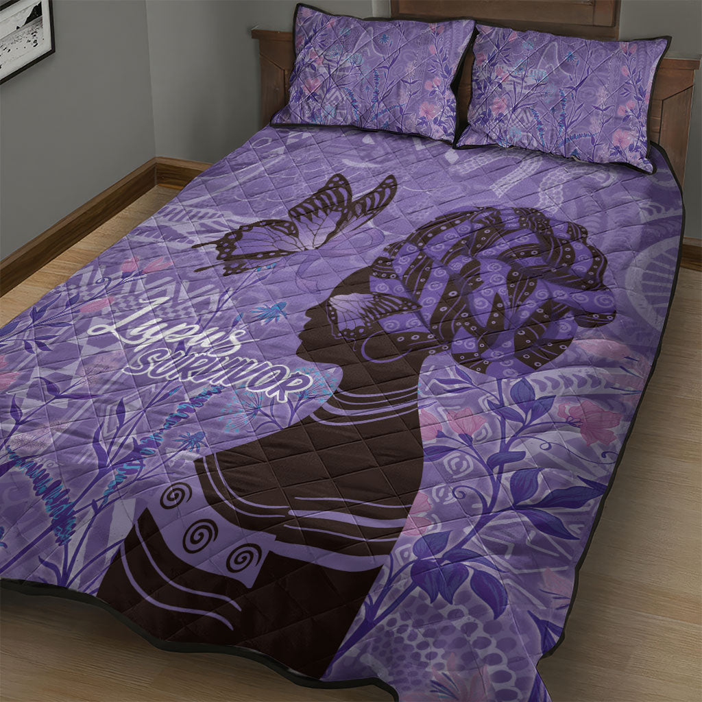 Lupus Awareness Afro Girl - Proud Survivor Quilt Bed Set Ankara Pattern