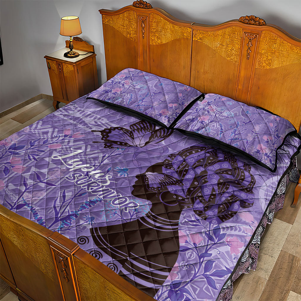 Lupus Awareness Afro Girl - Proud Survivor Quilt Bed Set Ankara Pattern