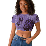 Lupus Awareness Afro Girl - Proud Survivor Raglan Cropped T shirt Ankara Pattern
