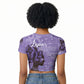 Lupus Awareness Afro Girl - Proud Survivor Raglan Cropped T shirt Ankara Pattern