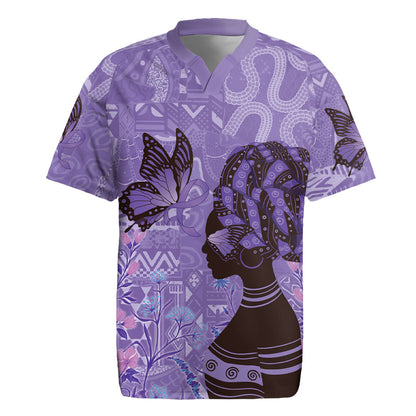 Lupus Awareness Afro Girl - Proud Survivor Rugby Jersey Ankara Pattern