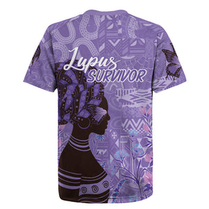 Lupus Awareness Afro Girl - Proud Survivor Rugby Jersey Ankara Pattern