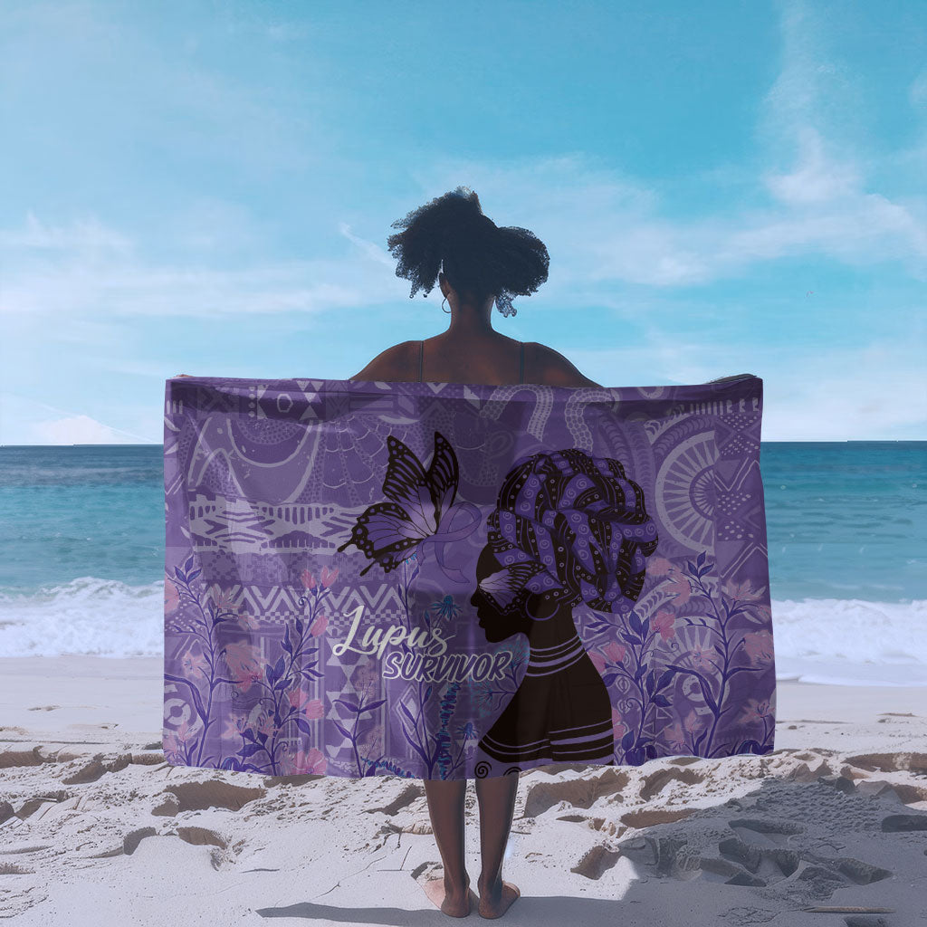Lupus Awareness Afro Girl - Proud Survivor Sarong Ankara Pattern