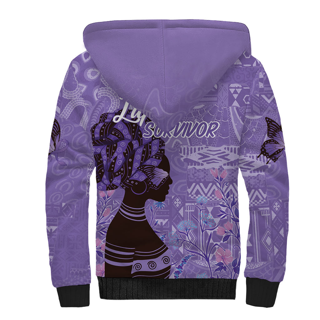 Lupus Awareness Afro Girl - Proud Survivor Sherpa Hoodie Ankara Pattern