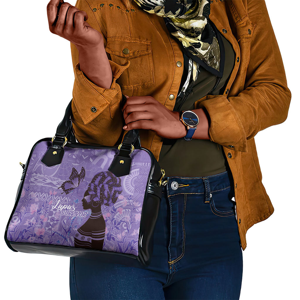 Lupus Awareness Afro Girl - Proud Survivor Shoulder Handbag Ankara Pattern