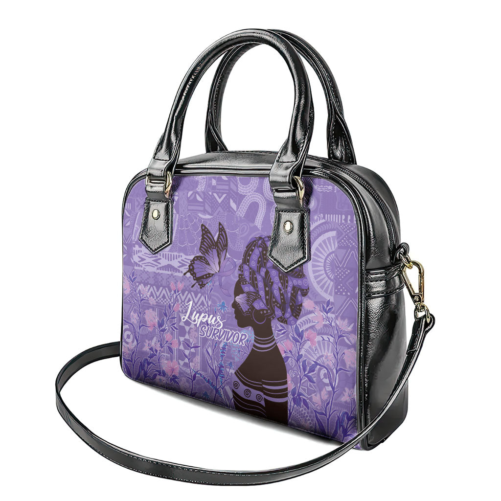 Lupus Awareness Afro Girl - Proud Survivor Shoulder Handbag Ankara Pattern
