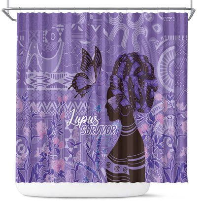 Lupus Awareness Afro Girl - Proud Survivor Shower Curtain Ankara Pattern