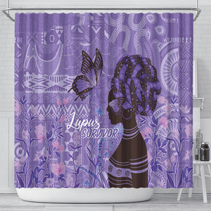 Lupus Awareness Afro Girl - Proud Survivor Shower Curtain Ankara Pattern