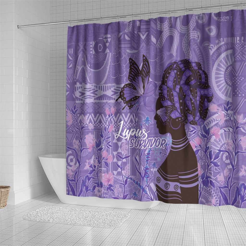 Lupus Awareness Afro Girl - Proud Survivor Shower Curtain Ankara Pattern