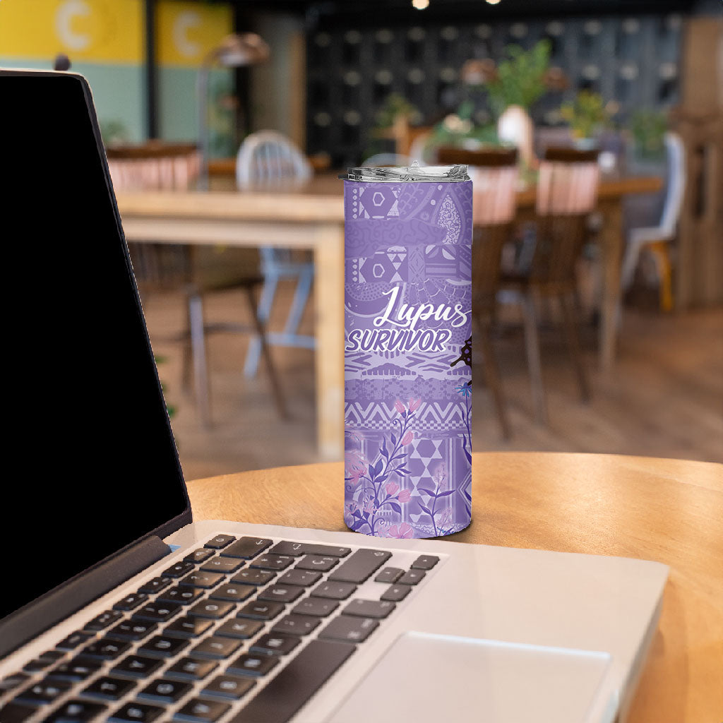 Lupus Awareness Afro Girl - Proud Survivor Skinny Tumbler Ankara Pattern