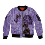 Lupus Awareness Afro Girl - Proud Survivor Sleeve Zip Bomber Jacket Ankara Pattern