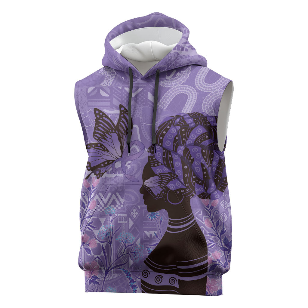 Lupus Awareness Afro Girl - Proud Survivor Sleeveless Hoodie Ankara Pattern