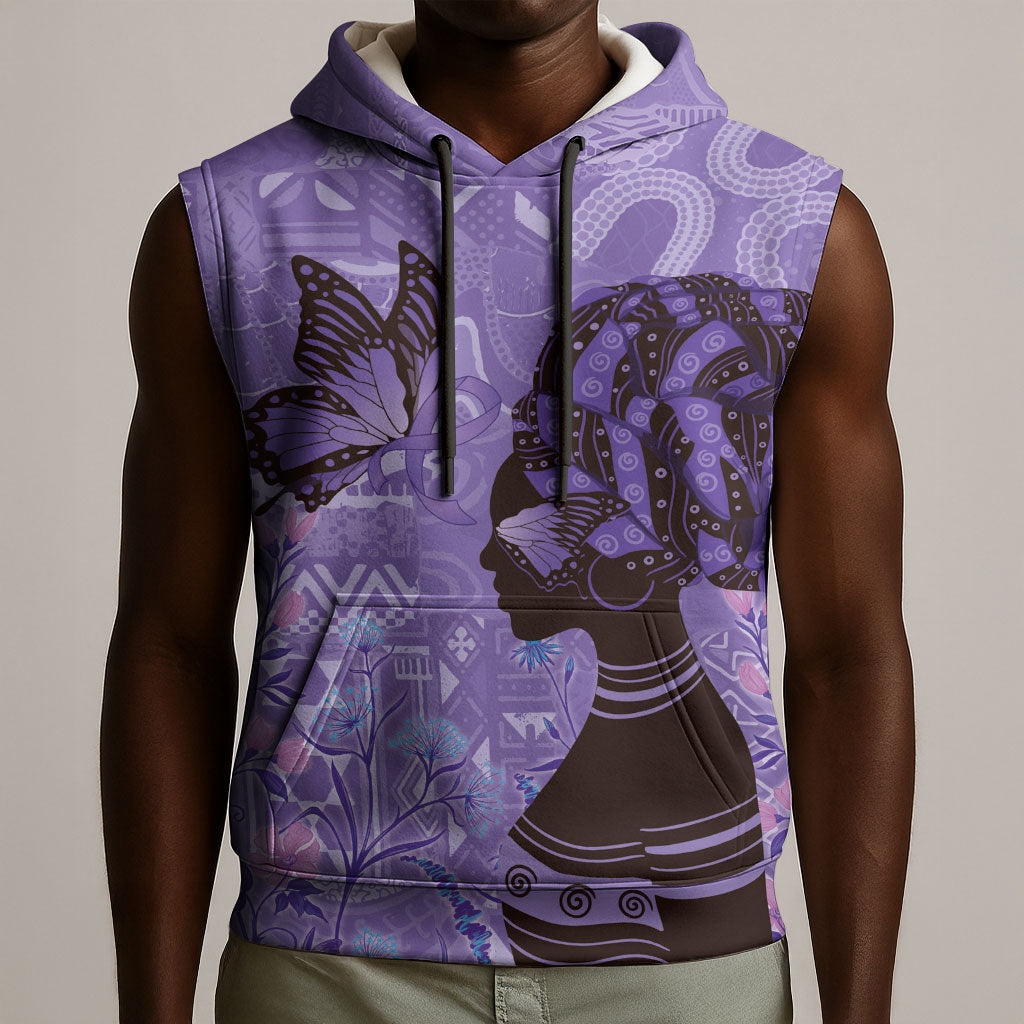 Lupus Awareness Afro Girl - Proud Survivor Sleeveless Hoodie Ankara Pattern