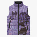 Lupus Awareness Afro Girl - Proud Survivor Sleeveless Puffer Jacket Ankara Pattern