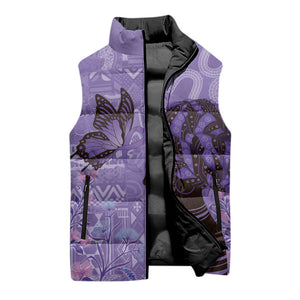 Lupus Awareness Afro Girl - Proud Survivor Sleeveless Puffer Jacket Ankara Pattern